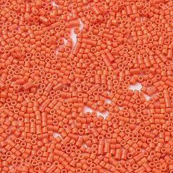 焼付塗装ガラスシードビーズ  シリンダー  トマト  2x1.5mm  穴：1mm  約5599個/50g&nbsp;X-SEED-S042-05B-84