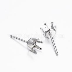 変色しにくい304ステンレススチールスタッドピアスセッティング  ステンレス鋼色  15x5mm  トレイ：4mm  ピン：0.8mm&nbsp;STAS-H376-97