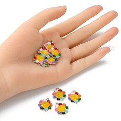 合金エナメルチャーム  笑顔の花  ライトゴールド  18.5x16x1.5mm  穴：1.6mm&nbsp;ENAM-YW0002-26LG