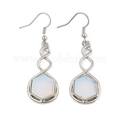 Hexagon Opalite Dangle Earrings&nbsp;EJEW-K298-01P-06