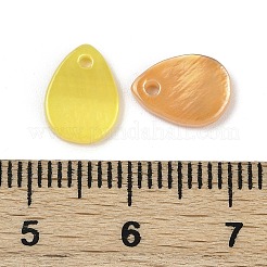 スプレー塗装された天然淡水貝のティアドロップチャーム  ミックスカラー  10x7~7.5x1.5~1.8mm  穴：1.2mm&nbsp;SHEL-K006-47