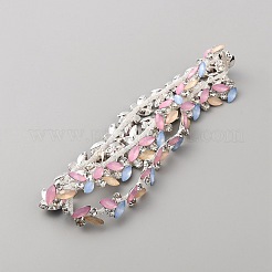 鉄ラインストーンラインストーンチェーン  ラインストーンカップチェーン  葉  プラチナ＆シルバー  870~900x20x8mm&nbsp;CHC-WH0016-02B