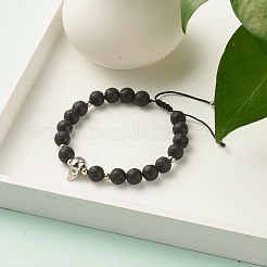 Adjustable Skull Braided Bead Bracelets&nbsp;BJEW-JB07497-01
