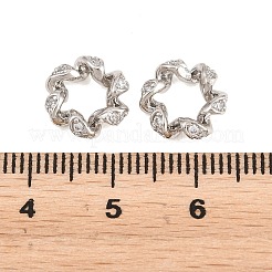 Twist Brass Clear Cubic Zirconia European Beads&nbsp;KK-B186-08P