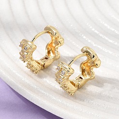 Brass Micro Pave Clear Cubic Zirconia Hoop Earrings for Women&nbsp;KK-CBA9109-01G
