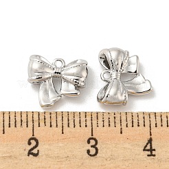 真鍮製チャーム  カドミウムフリー＆ニッケルフリー＆鉛フリー  蝶結び  プラチナメッキ  10x10.5x3.5mm  穴：1mm&nbsp;KK-Q809-19P