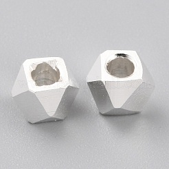 真鍮製スペーサービーズ  カドミウムフリー＆鉛フリー  長持ちメッキ  ファセット列  925銀メッキ  4x4~5mm  穴：2mm&nbsp;KK-O133-202C-S