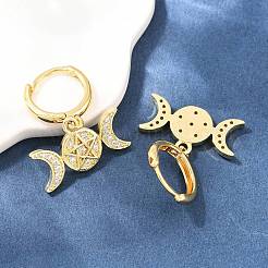 Brass Micro Pave Cubic Zirconia Hoop Dangle Earrings&nbsp;EJEW-G471-52G