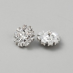 真鍮ラインストーンシャンクボタン  1穴  透明  12x7.5mm  穴：1.4mm&nbsp;DIY-WH0320-76B