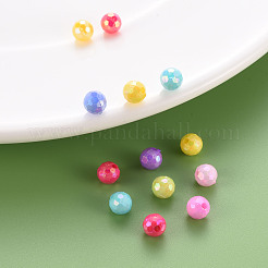 不透明なアクリルビーズ  多面カット  染め  ABカラー  ラウンド  ミックスカラー  6x5.5mm  穴：1.4mm  約4160個/500g&nbsp;TACR-S154-11F