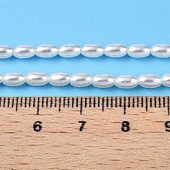 透明スプレー塗装ガラスビーズ連売り  オーバル  乳白色  5.5x3.5mm  穴：0.8mm  約75~77個/連  15.75~15.94インチ（40~40.5cm）&nbsp;GLAA-N001-25