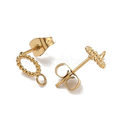 304ステンレススチールスタッドピアス金具  カン付き  ゴールドカラー  リング  9.5x7mm  穴：1.8mm  ピン：10.5x0.7mm&nbsp;SA-CBA22DE-05G-02