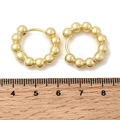 女性用真鍮ボール ビーズ フープ イヤリング  18KGP本金メッキ  20x22x5mm  ピン：1mm&nbsp;LS-EJEW-B013-05