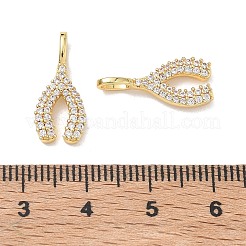 Brass Micro Pave Clear Cubic Zirconia Pendants&nbsp;KK-D289-03G