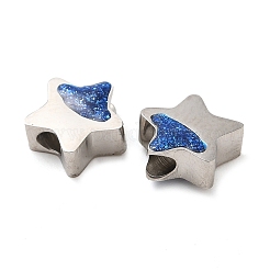 304ステンレススチールビーズ  エナメル  スター  ステンレス鋼色  7.5x7.7x3.4mm  穴：1.7mm&nbsp;STAS-E198-04P