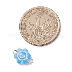 透明アクリル コネクタ チャーム  笑顔の花のリンク  304ステンレススチールダブルループ付き  ミックスカラー  ステンレス鋼色  14~14.5x11x5mm  穴：1.8~2.5mm&nbsp;PALLOY-JF04354-02