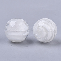 手作りランプワークビーズ  パールカラーの  ラウンド  ホワイト  14mm  穴：1.5mm&nbsp;LAMP-S021-11