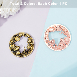 亜鉛合金キャンドルの蓋  キャンドルトッパー  ジャーキャンドルアクセサリー  花柄  フラットラウンド  ミックスカラー  82.5x11mm  内径：68mm  2色  1pc /カラー  2個/セット&nbsp;PALLOY-PH0013-61