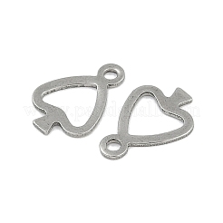 ステンレススチールチャーム201個  ハートチャーム  ステンレス鋼色  14x10x1mm  穴：1.6mm&nbsp;STAS-R135-08P