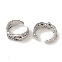 Rack Plating Brass Pave Clear Cubic Zirconia Cross Cuff Earrings for Women&nbsp;EJEW-P280-03P