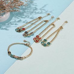 Golden Plated Brass Enamel Chain Bracelets&nbsp;BJEW-JB05881