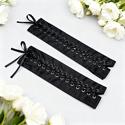 花嫁用ポリアミドロング指なし手袋  ブラック  360x100x2mm&nbsp;AJEW-CN0007-19