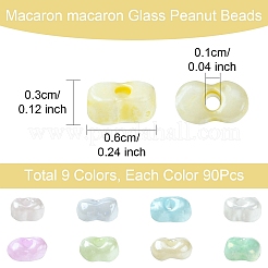 45g9色ガラスシードビーズ  ピーナッツ  ミックスカラー  3.5~4x2~2.5x2~2.3mm  穴：0.8mm  約5g /カラー&nbsp;SEED-YW0002-54B