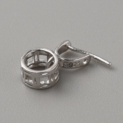 ロジウムメッキスターリングシルバーアイスピックピンチベイル  s925スタンプあり  プラチナ  13x6mm  穴：4.8mm  ピン：0.8mm&nbsp;STER-WH0008-31