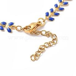Enamel Ear of Wheat Link Chain Necklace&nbsp;NJEW-P220-02G-02