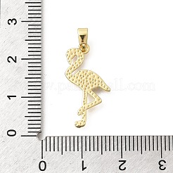 真鍮製エナメルペンダント  フラミンゴチャーム  長持ちメッキ  18KGP本金メッキ  ホワイト  22x12x2mm  穴：5x3mm&nbsp;KK-B187-14G-02