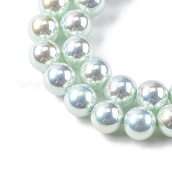 UV Plating Pearlized Glass Pearl Beads Strands&nbsp;GLAA-F128-01B-T13
