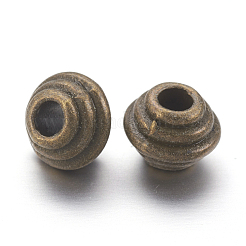 チベット風合金スペーサービーズ  ロンデル  鉛フリー＆カドミウムフリー  アンティークブロンズ  5x6.5mm  穴：2.5mm&nbsp;MLF5166Y