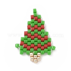 手作りミユキ日本の種子織機模様シードビーズ  クリスマステーマのペンダント  クリスマスツリー模様  22x15.5x1.7mm&nbsp;PALLOY-MZ00059-03