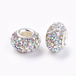 Grade A Rhinestone European Beads&nbsp;CPDL-H001-12x9mm-10