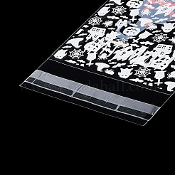 ハロウィンテーマのプラスチック耐熱皿バッグ  粘着式  チョコレート用  キャンディ  クッキー  正方形  ブラック  130x100x0.2mm  約100個/袋&nbsp;OPP-Q004-01H
