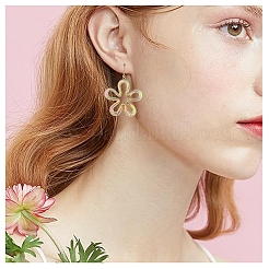 30色メッキUVアクリルビーズ5個  虹色の  花  ミックスカラー  43x43x6.5mm  穴：1.8mm  6個/カラー&nbsp;TACR-YW0003-24