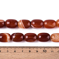 天然石瑪瑙ビーズ連売り  染め  バレル  チョコレート  16~18x12~13.5mm  穴：1mm  約22個/連  15.35インチ（39cm）&nbsp;G-N356-02A-11