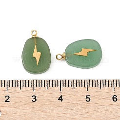 天然石グリーンアベンチュリンペンダント  304ステンレススチール製金具付き  PVD真空メッキ  長持ちメッキ  オーバルチャーム  17.5x11x4mm  穴：1.5mm&nbsp;STAS-P380-77G-01