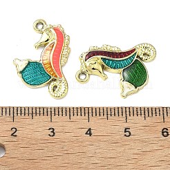 合金エナメルチャーム  タツノオトシゴと貝殻の形をしたチャーム  ゴールドカラー  23x15.5x3mm  穴：1.5mm&nbsp;FIND-C087-07G