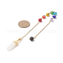 Round Evil Eye Lampwork & Natural Lava Rock Dowsing Pendulums&nbsp;PALLOY-JF02035-01