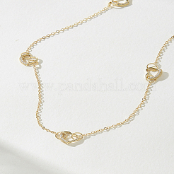 Iron Micro Pave Clear Cubic Zirconia Heart Link Chian Long Necklaces for Women&nbsp;CK7864