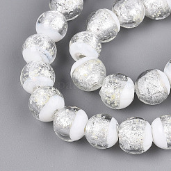 Luminous Handmade Lampwork Silver Foil Beads Strand&nbsp;FOIL-N029-03A