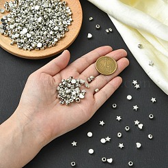 600個 6スタイル CCB プラスチックビーズセット  プラチナ  5~6.5x3~7x3~4.5mm  穴：1.4~2.5mm  100個/スタイル&nbsp;CCB-YW0001-48