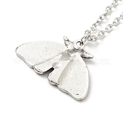 Alloy Moon Phase Moth Pendant Necklace&nbsp;NJEW-G056-04AS