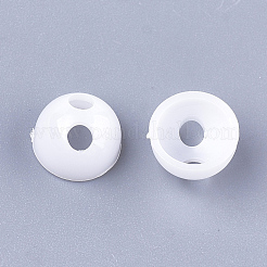 プラスチックボタンのように不透明  エンドキャップ  毛髪パーツ  DIYヘアタイアクセサリー  ホワイト  9.5x6mm  穴：2.5mm  内径：7.5mm&nbsp;MACR-S365-11B
