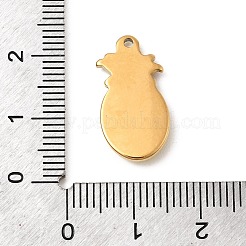 304ステンレススチールエナメルペンダント  パイナップル  ゴールドカラー  イオンプレーティング（ip）  きいろ  20.5x10.5x3mm  穴：1.4mm&nbsp;STAS-B113-13G-01