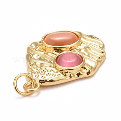 Brass Cat Eye Pendants&nbsp;KK-M229-17G