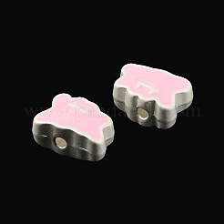 合金エナメルビーズ  マットシルバーカラー  ゴースト  ピンク  7x10x5mm  穴：1.4mm&nbsp;PALLOY-Q445-23