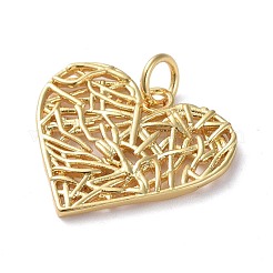 真鍮製透かしペンダント  長持ちメッキ  ハートメッキ  ハート  18KGP本金メッキ  17x19x2mm  穴：3.2mm&nbsp;ZIRC-G160-43G
