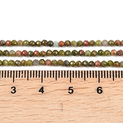 天然石ユナカイトビーズ連売り  ラウンド  多面カット  2.5mm  穴：0.5mm  約184~186個/連  15.12~15.47''（38.4~39.3センチメートル）&nbsp;G-B171-C03-2mm